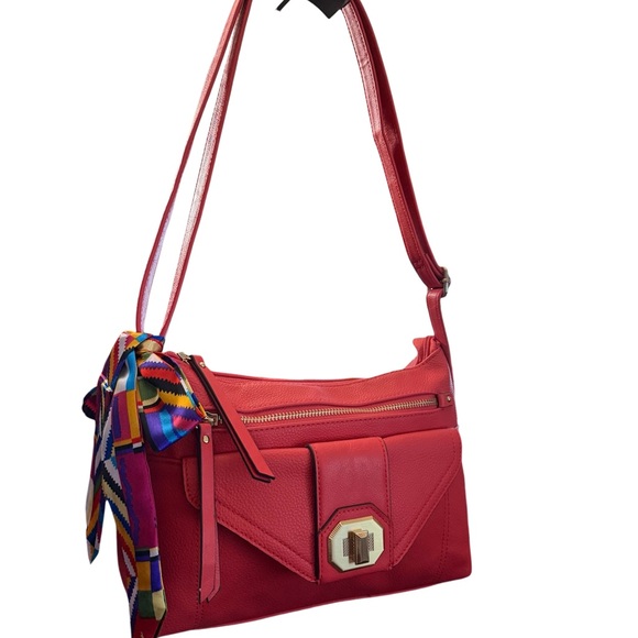 Rosetti Pink Red Shoulder Crossbody Bag Adjustable Strap w/ Free Bag Scarf - Picture 2 of 10